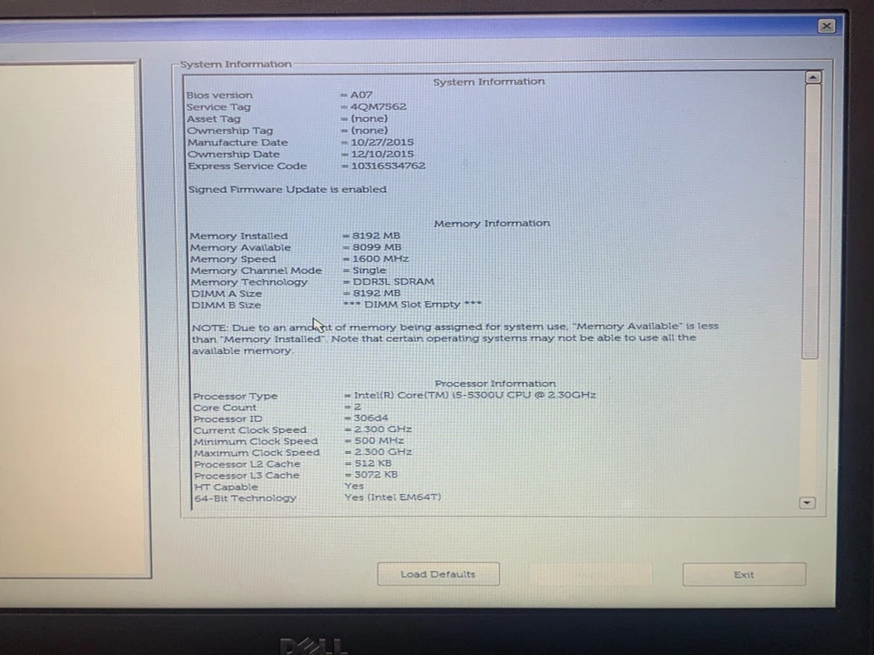 Dell Latitude E7450 14" Laptop / i5-5TH / 8GB RAM / 128GB  HDD / OS (OFFERS OK) - Image 4 of 4