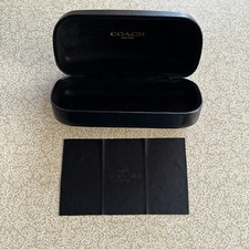 Coach New York Black Leather Hard Clam Shell Eye Glasses Sunglasses CASE Travel