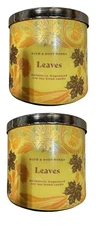 (2 Pack) Bath & Body Works Leaves 3-Wick Scented Candle Decorative Fall Lid