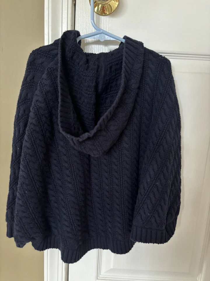 Abrigo Jacadi Niñas Talla 6 T Capa Algodón Con Capucha Azul Marino Tejido Foto 3 de 3