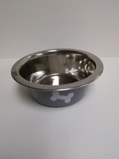 Kennel Club Stainless Steel Pet Bowl Gray with Dog Bone Design 26 fluid ounces