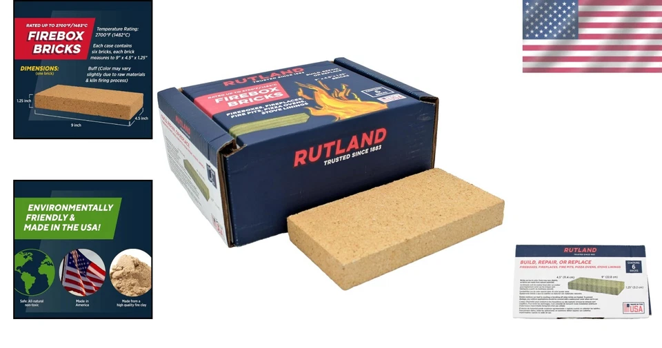 Ladrillo cortafuegos de servicio intermedio - 6 unidades, perfecto para estufas y chimeneas Foto 2 de 4