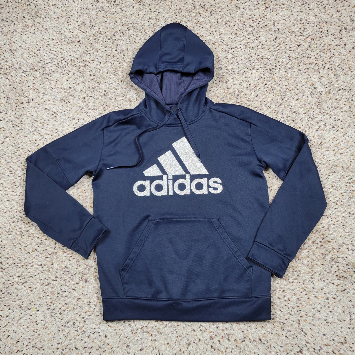 Adidas Hoodie Womens Small Blue Sweatshirt Sweater Spell Out
