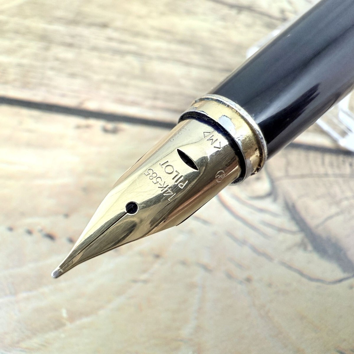 PILOT パイロット Custom 14k 585 PILOT CUSTOM Nib:M 14K-585 WOOD FOUNTAIN PEN VINTAGE BLACK JAPAN