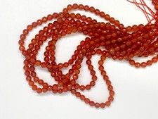 Natural Red carnelian faceted round beads 6mm. Genuine gemstone beads 15''