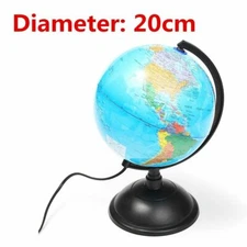 World Earth Globe Atlas Map Geography Education Gift w/ Rotating Stand LED Light