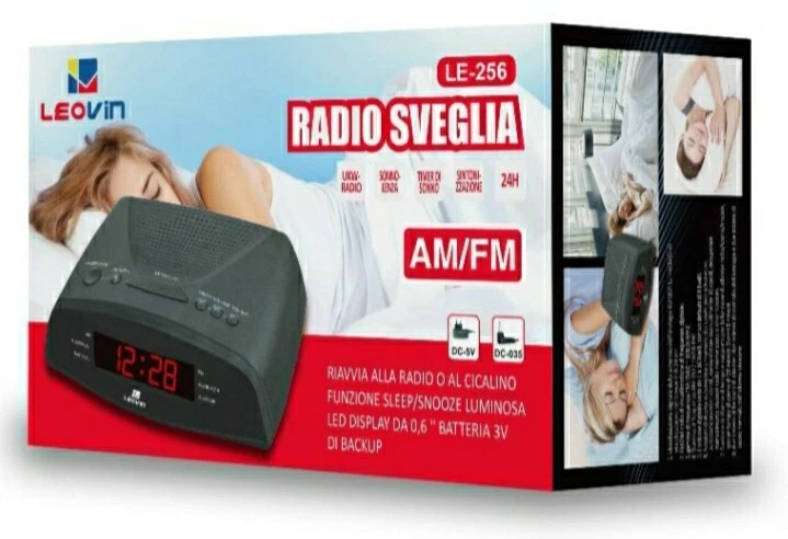 Radio Sveglia Digitale AM/FM Display LED Luminoso 0.6" Snooze Timer Sonno DC 5V - Immagine 3 di 4