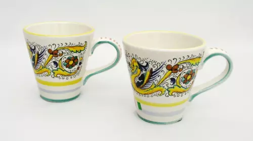 (2) DERUTA CERAMICHE RAFFAELLESCO DRAGON DESIGN MUGS - MADE IN ITALY - BRAND NEW
