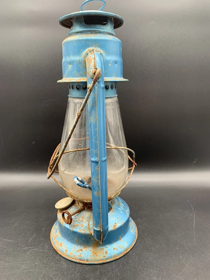 Très Ancienne Lampe Tempête Dietz N20 Junior En L’état Bleue - Photo 4/4