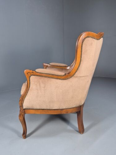 Vintage Danish Lounge Chair Beige Velour Beech Antique French Style EB8926 VCLO - Picture 17 of 18