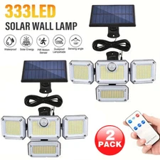 2PCS 333 LED Solar Lights Outdoor Waterproof Motion Sensor Security Wall Lamp US