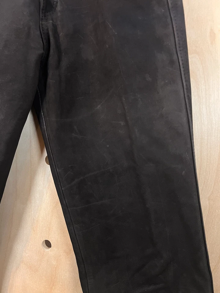 Vintage Calvin Klein Jeans Women's Black Suede Leather Pants Lined Black Size 26 - Image 4 of 4