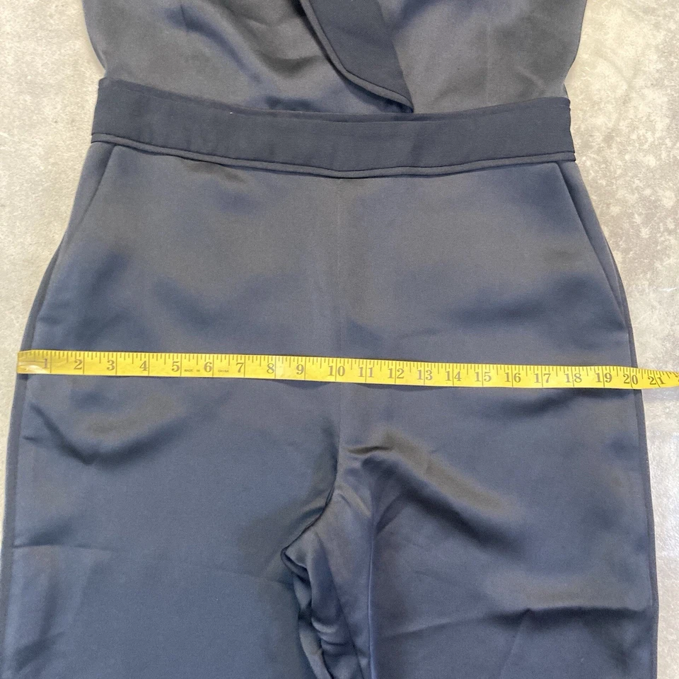 RACHEL ZOE Jumpsuit Womens 8 Black Odin Ribbed Trim Double Breasted Evening - Image 4 of 4