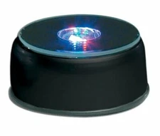 New 3-Inch Rotating LED Light Display Base with Adaptor, Black, USA Seller!!