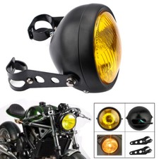 6.5" Round Motorcycle Headlight Hi/Lo Beam & Mount Bracket For Racer Bobber