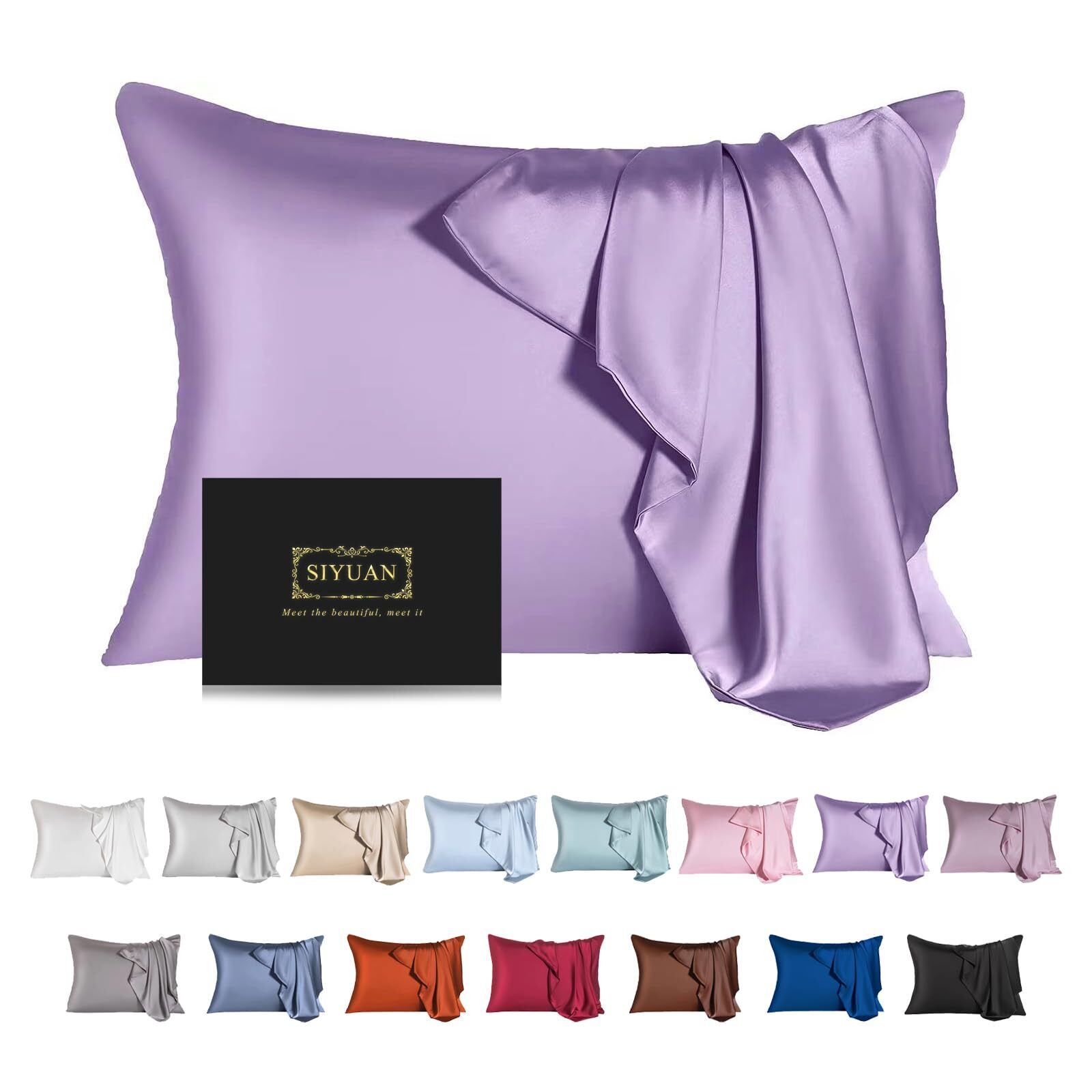 Mulberry Silk Pillowcase for Hair and SkinQueen Size Cooling Silk Pillow Case...-image