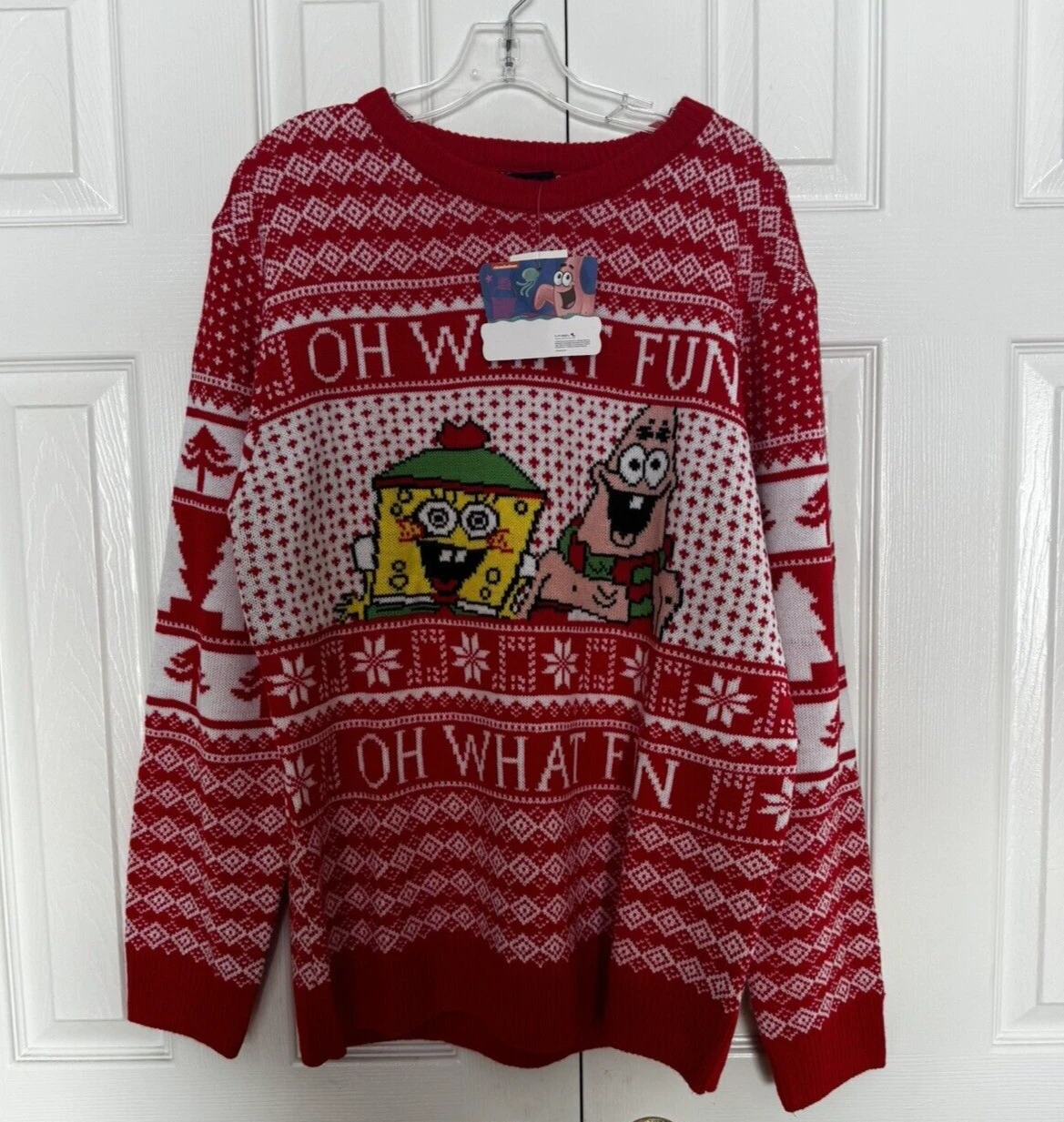 NEW Nick 90s Mens Ugly Christmas Sweater Spongebob Squarepants & Patrick XL