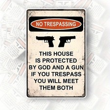 2D No Trespassing Metal Warning Sign Home Security Private Property Wall Decor