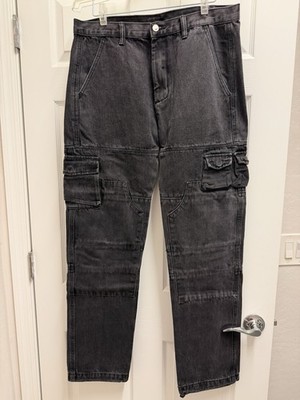 MNML Black Denim Cargo Pants Size 33