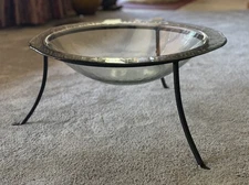 Decorative Glass Bowl & Iron Stand (Approx. 10 Tall x 19.5 Diameter) Home Decor