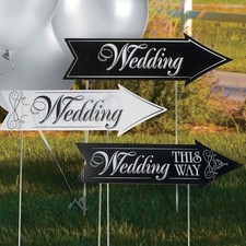 Wedding Sign For Ceremony and Reception  Three Double Sided Wedding Direction S