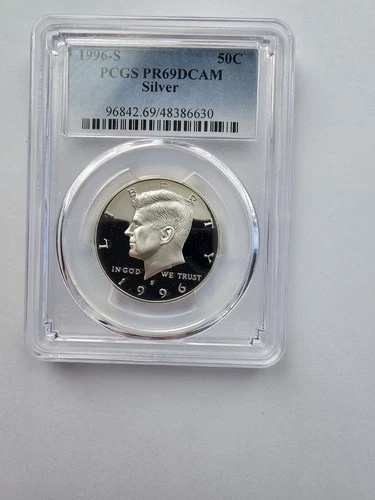 SILVER 1996 S PR69 DCAM KENNEDY HALF DOLLAR GRADED PCGS 5OC S MINT 90% AG COIN