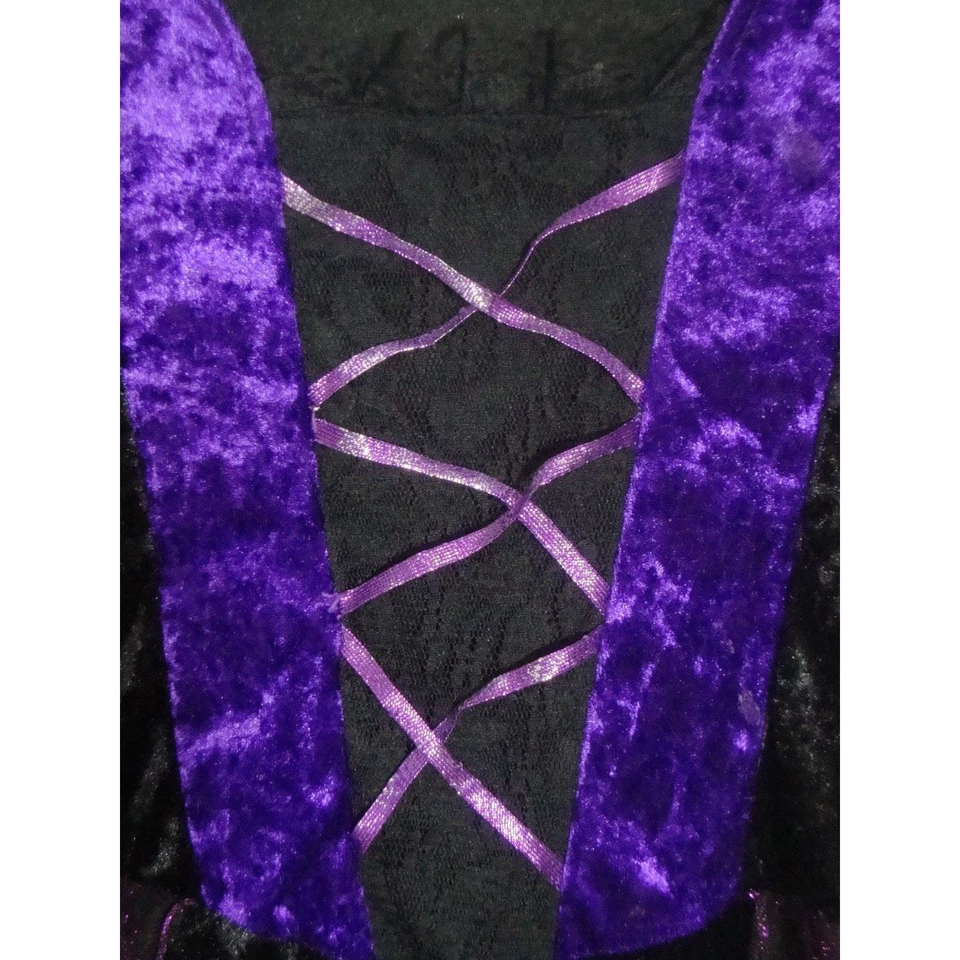 Disfraz DARK ANGEL Terciopelo Corsé Vampiresa Vestido Púrpura Negro Gótico Adams JR Lg Foto 3 de 4