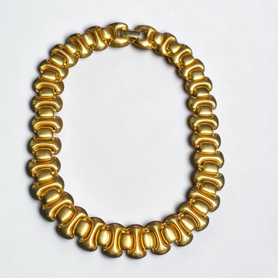 Vintage Monet Gold Tone Chunky Link Statement Collar Necklace Signed 80s