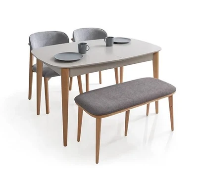 Esszimmergruppe Esszimmer Set Esstisch Ausziehtisch 2x Stühle Bank Küche - Bild 1 von 4