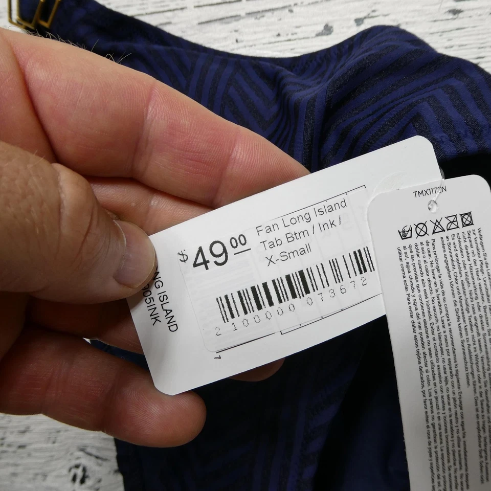 Parte inferior de bikini de natación Fantasie para mujer XS tinta azul lengüeta larga isla traje de baño nuevo Foto 3 de 4