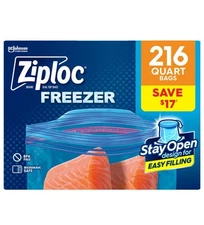 Ziploc Freezer Bags **216**Storage Pack Heavy Duty Quart Ziplock Bag Grip N Seal