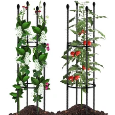 Tomato Cages for Garden Sturdy Metal Plant Stakes 2 Pack 47 Inch Tall Adjusta...