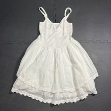 Aerie White Sleeveless Tiered Lace-Trim Dress Adjustable Straps Casual Lightwe
