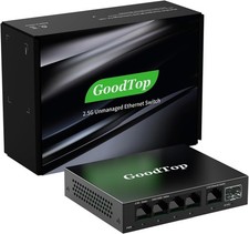 5 Port 2.5Gb Switch, 5X 2.5G RJ45 1x 10G SFP , Plug Play, Metal Housing Unma