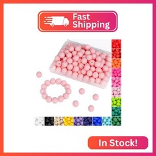 QINJIEJIE 120PCS Silicone Beads, 15mm Pink Silicone Beads for Keychain Bracelet