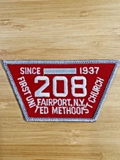 Vintage Scout Patch Troop 208 Fairport NY First United Methodist Church 1937 Red