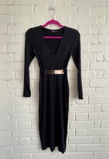ASOS Black Midi Stretch Soft Fitted Party Dress Size 8
