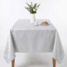 Grey Jacquard Wedding Tablecloth Portland Polyester Dining Cover