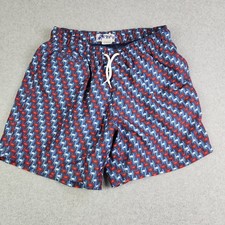 Trunks Surf Swim Co Swim Trunks Mens M Blue Red Crab Print Mesh Lined Stretch