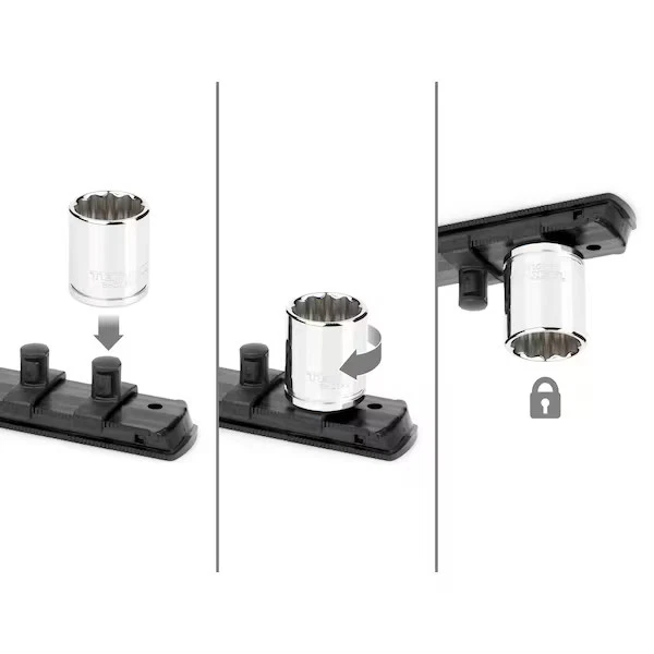 Tekton 3/8 Inch Drive 12-Point Socket Set with Rail, 9-Piece (5/16-3/4 in.) - Image 3 of 4