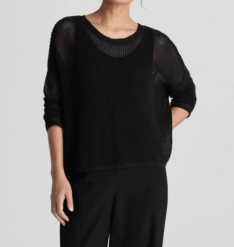 Eileen Fisher linen cotton cord crew neck top sweaters size M