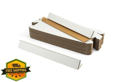 50 Triangle Mailing Tubes: 18.25'' White Cardboard, Poster Storage
