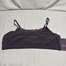 Auden Floral Lace Unlined Adjustable Bralette Bra Womens size M Mauve/Gray NEW