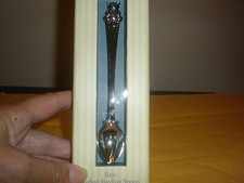 REED  BARTON BEAR INFANT FEEDING SPOON NEW IN BOX BRIGHT NICKEL FINISH