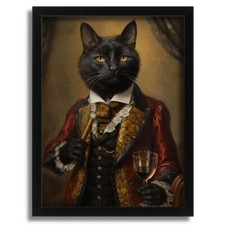 Cat Aristocrat Wall Art Retro Cat Print Reneiscance Poster Art Cat Portrait Gift