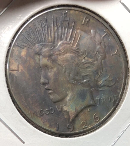 1926 S $1 Peace Silver Dollar US Coin Toned AU About Uncirculated