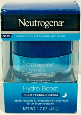 NEUTROGENA HYDRO BOOST NIGHT PRESSED SERUM 1.7 OZ  SEALED-DAMAGE BOX