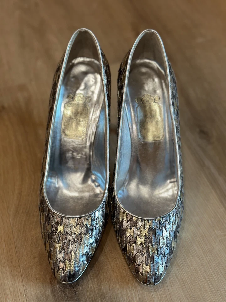 Zapatos de salón para mujer Rene Caovilla 39 dorados plateados Foto 2 de 4