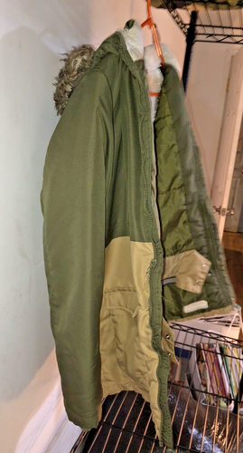 Cat & Jack Boys Green & Tan Parka Jacket Coat Hooded Full Zip Winter Sz xl 16 - Bild 6 von 10