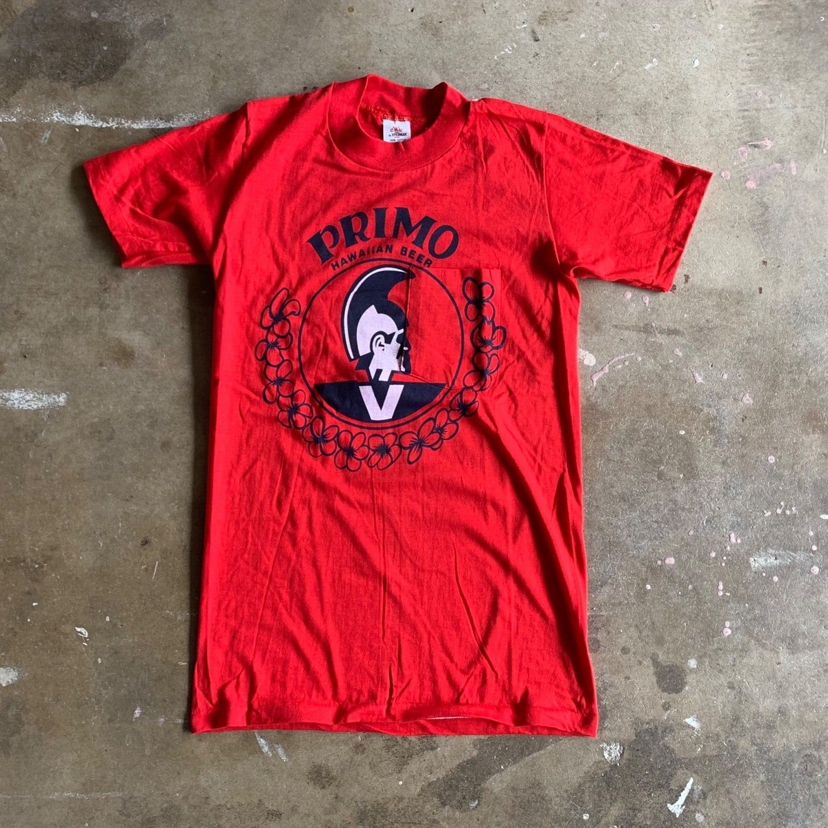 70s - 80s DEADSTOCK VINTAGE PRIMO HAWAII BEER POCKET T-SHIRT SZ XS